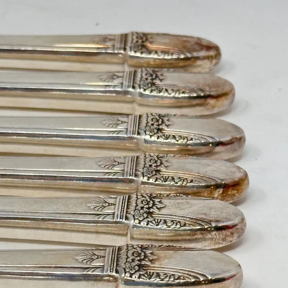 1847 Rogers Bros First Love Silverplate Dinner Knives Hollow Handle Set of 6